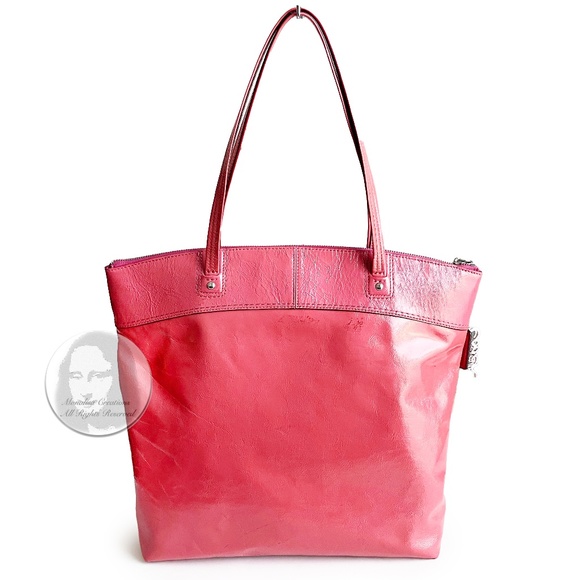 Coach Tote Bag Laura Style F18900 Pink Patent Leather with CC Logo - Picture 7 of 11